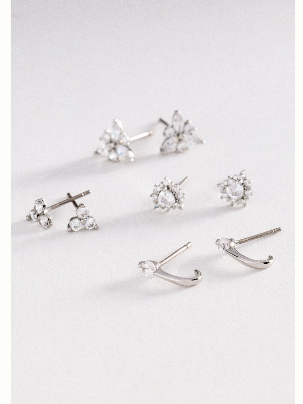 Anthropologie Gold Plated Post Earrings Dainty Silver Set of 4 New